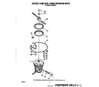 Whirlpool DU7500XR0 heater, pump and lower spray arm diagram