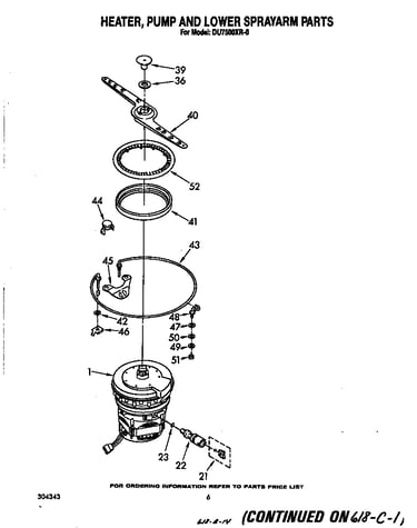 Heater, pump and lower spray arm