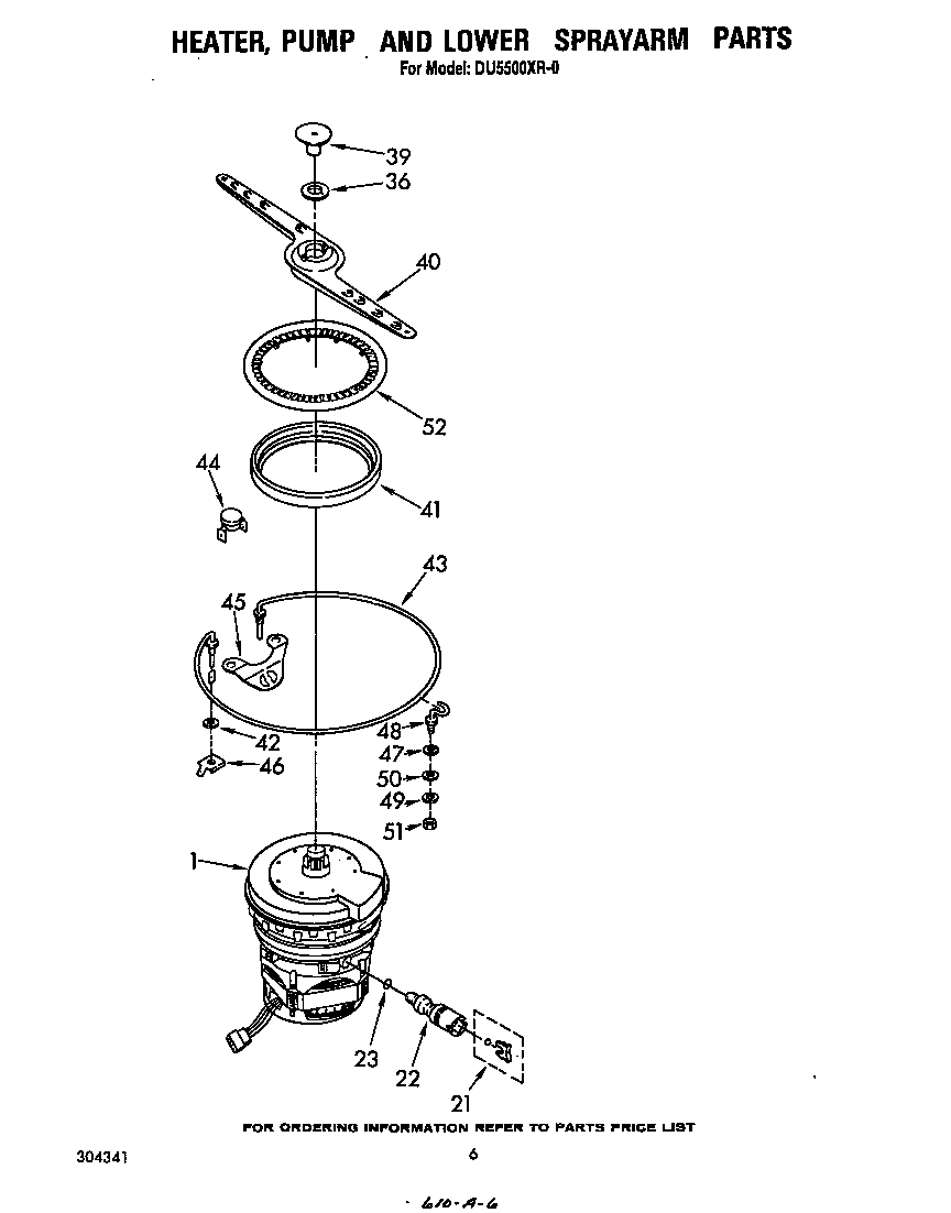 Heater, pump and lower spray arm
