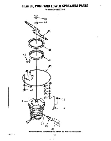 Heater, pump and lower spray arm