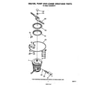 Whirlpool DU5040XP0 heater, pump and lower sprayarm diagram