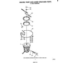 Whirlpool DU5004XM0 heater, pump and lower sprayarm diagram