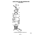Whirlpool DP6881XLP0 heater, pump and lower sprayarm diagram