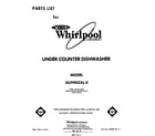 Whirlpool DU9903XL0 front cover diagram