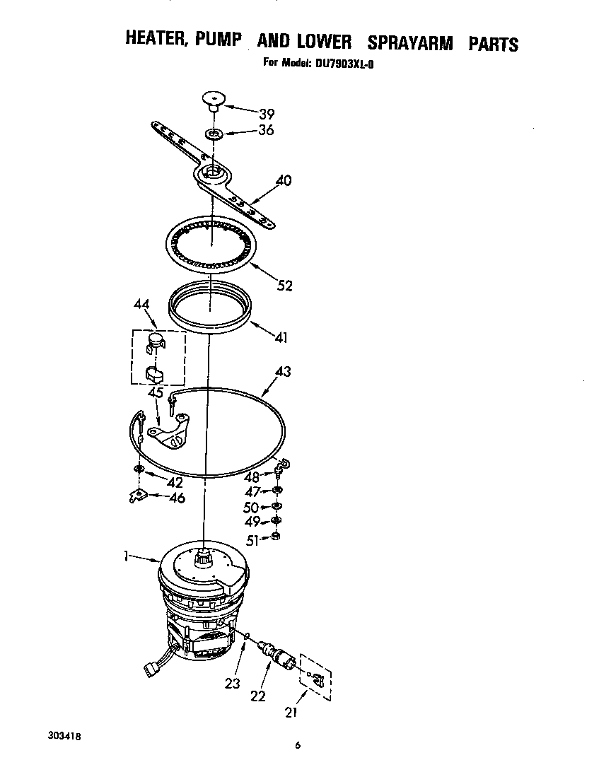 Heater, pump and lower sprayarm