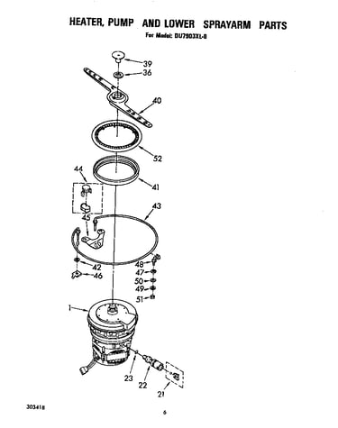 Heater, pump and lower sprayarm