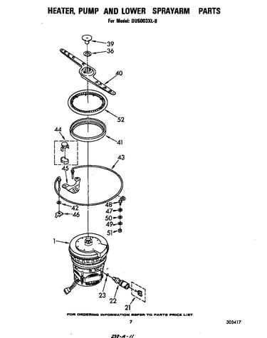 Heater, pump and lower sprayarm
