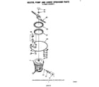 Whirlpool DU5500XL1 heater, pump, and lower sprayarm diagram
