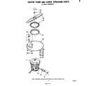 Whirlpool DU5500XL0 heater, pump and lower spray arm diagram