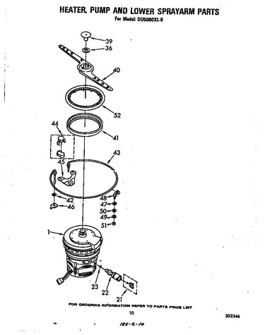 Heater, pump and lower sprayarm