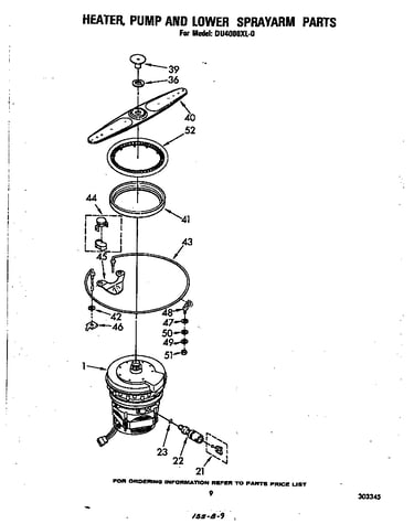 Heater, pump and lower sprayarm