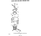 Whirlpool DU9900XL0 heater, pump and lower spray arm diagram