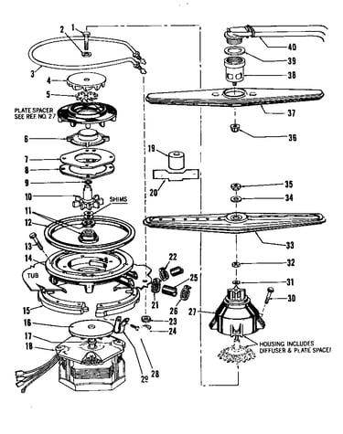 ^motor, heater, and spray arm