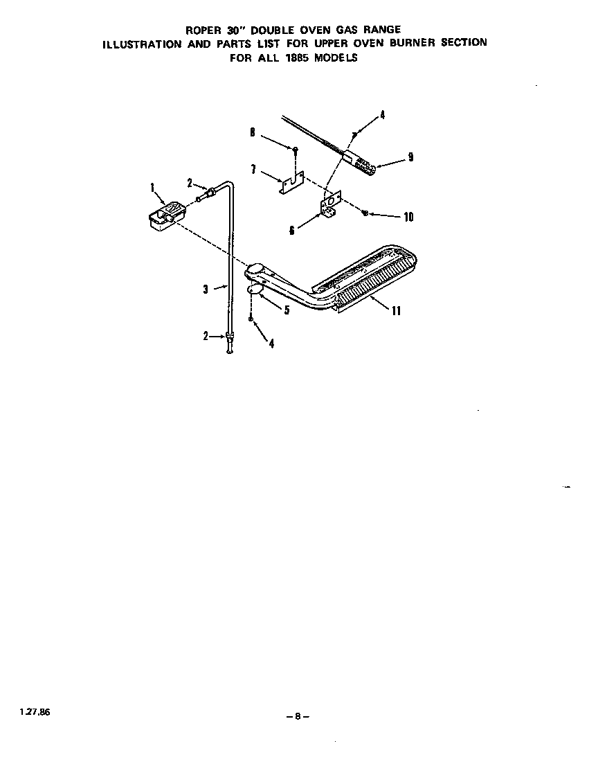 Upper oven burner