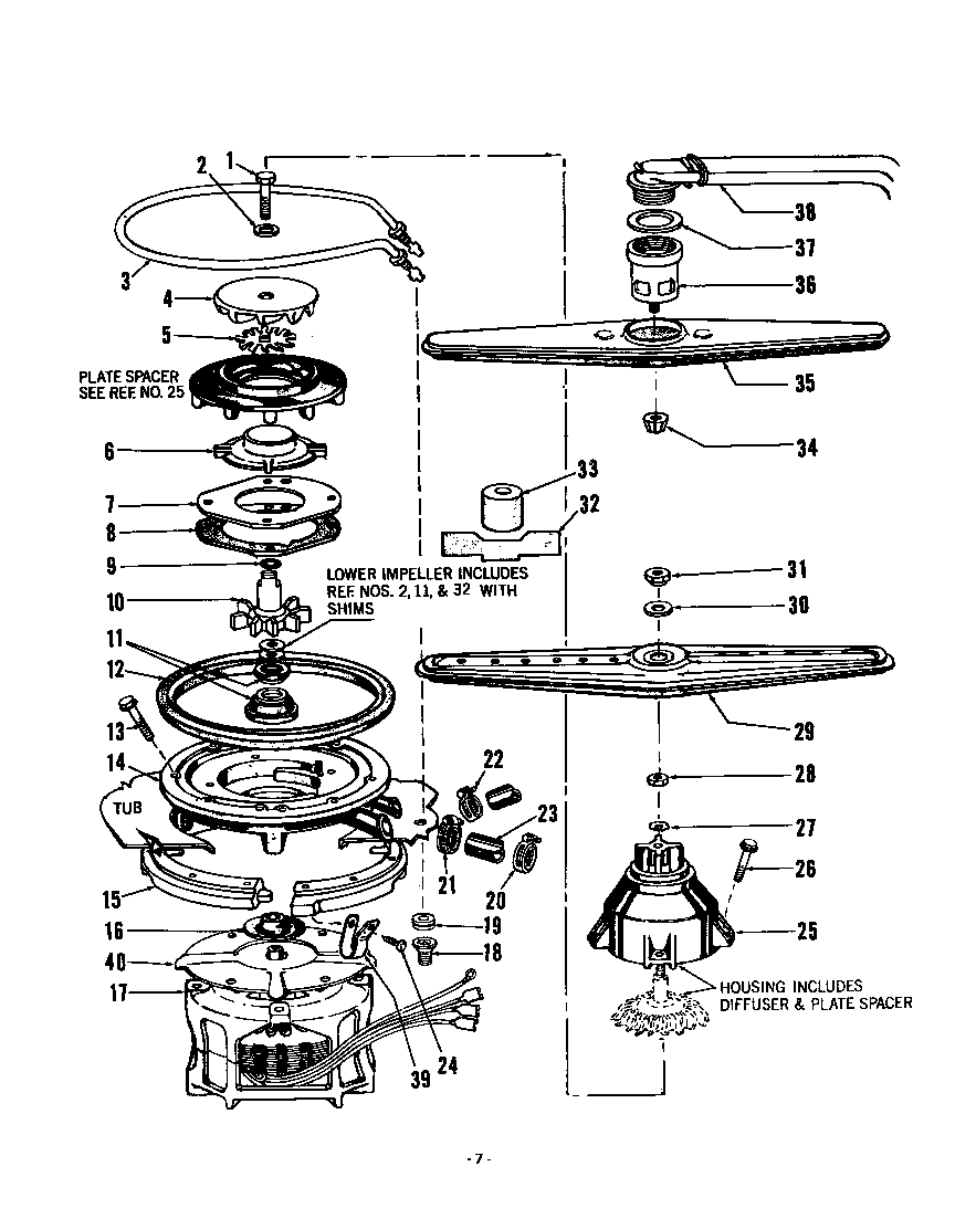 ^motor, pump, spray arm