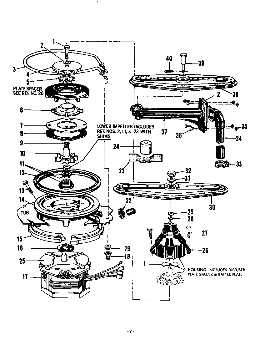 Motor, heater and spray arm