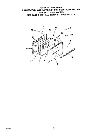 Oven door (for all 12330a models)