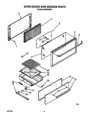 Oven door and broiler