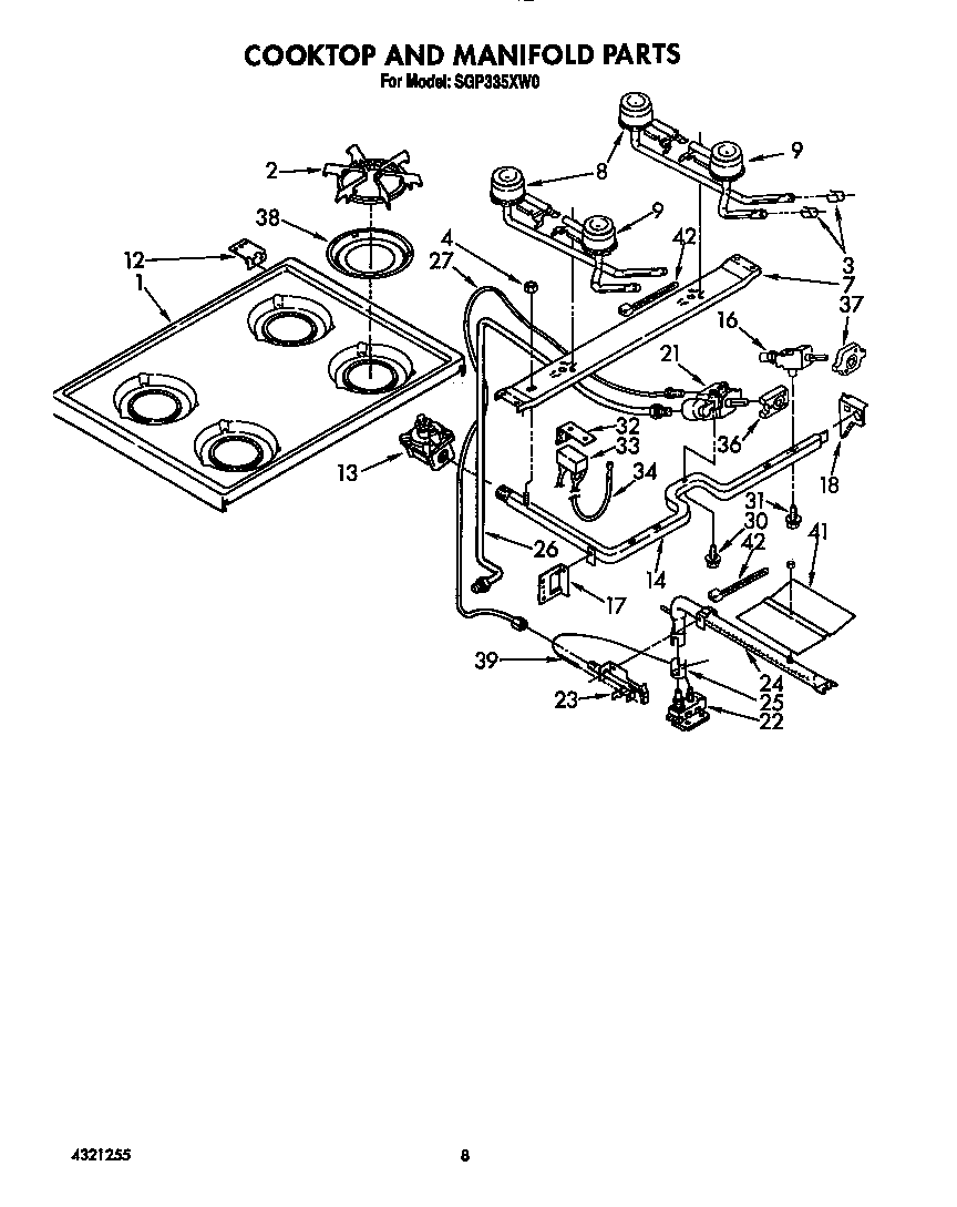 Cooktop and manifold