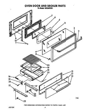 Oven door and broiler