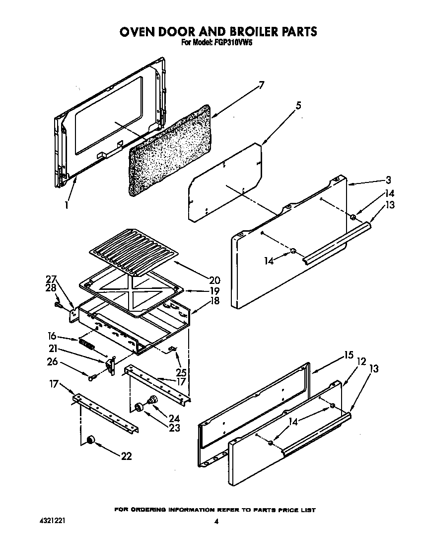Oven door and broiler