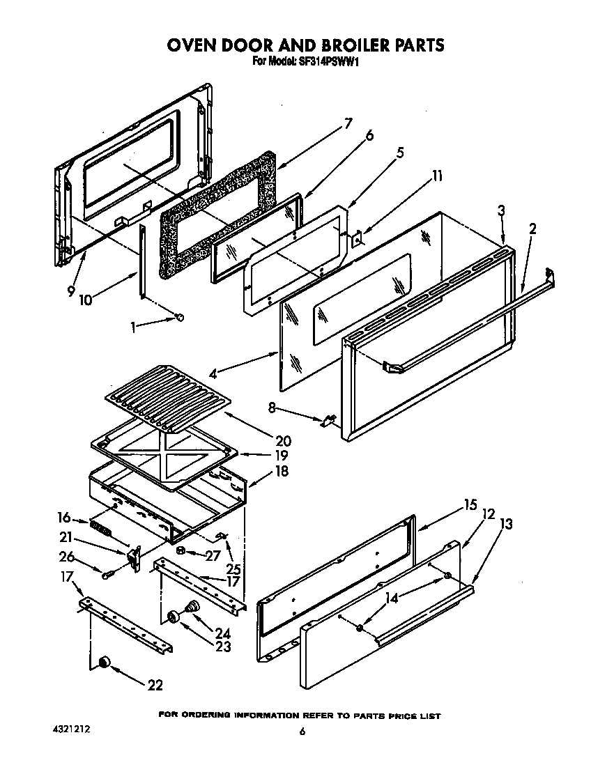 Oven door and broiler