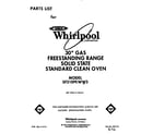 Whirlpool SF310PEWW3 front cover diagram