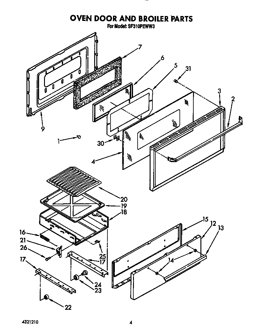 Oven door and broiler