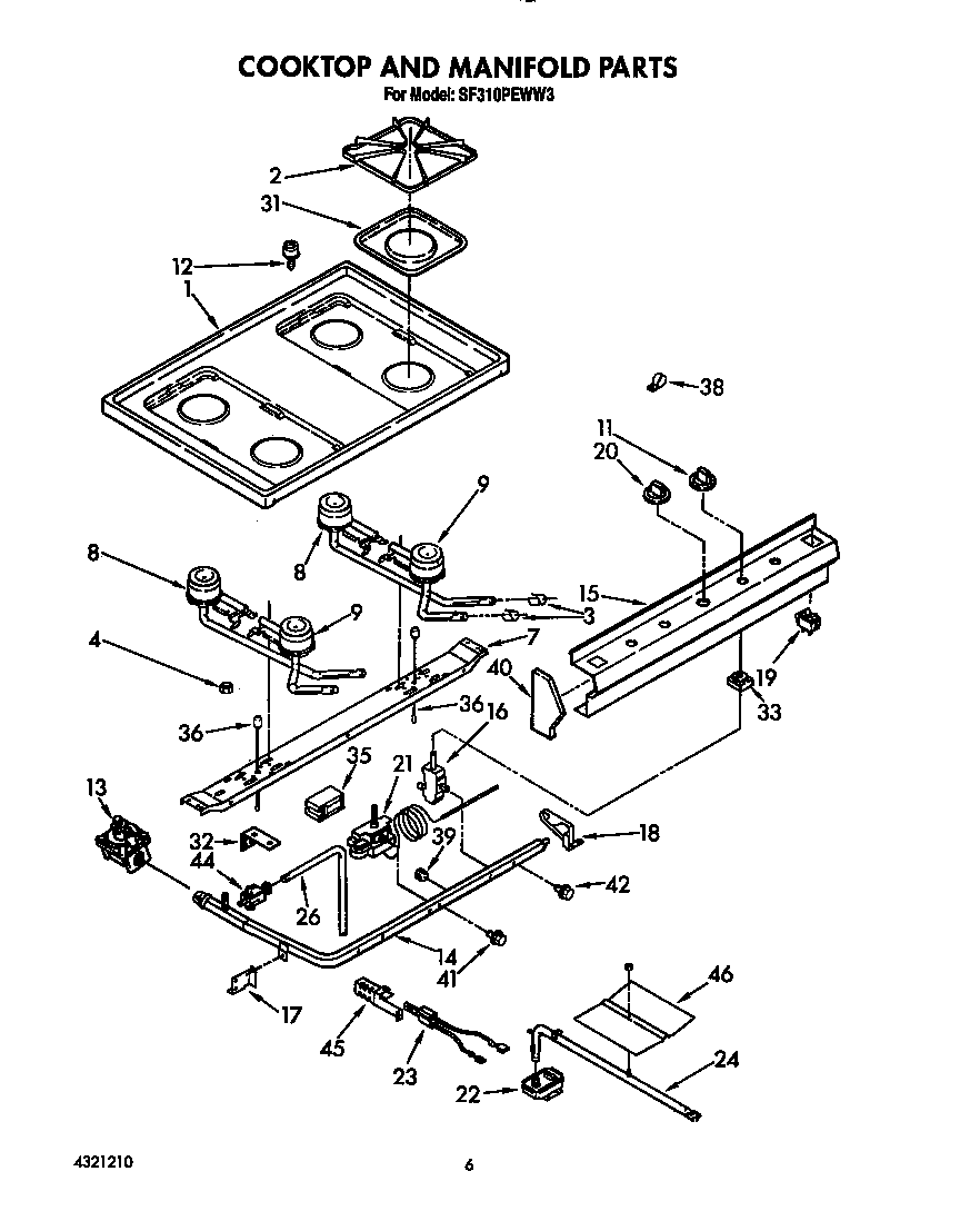 Cooktop and manifold