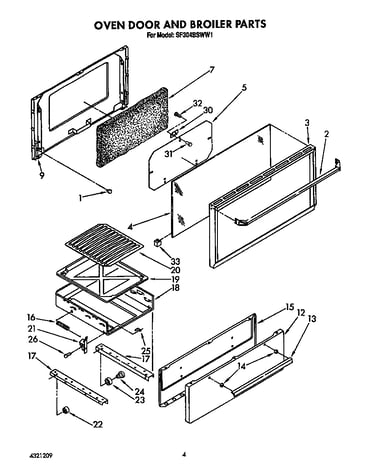 Oven door and broiler
