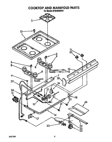 Cooktop and manifold