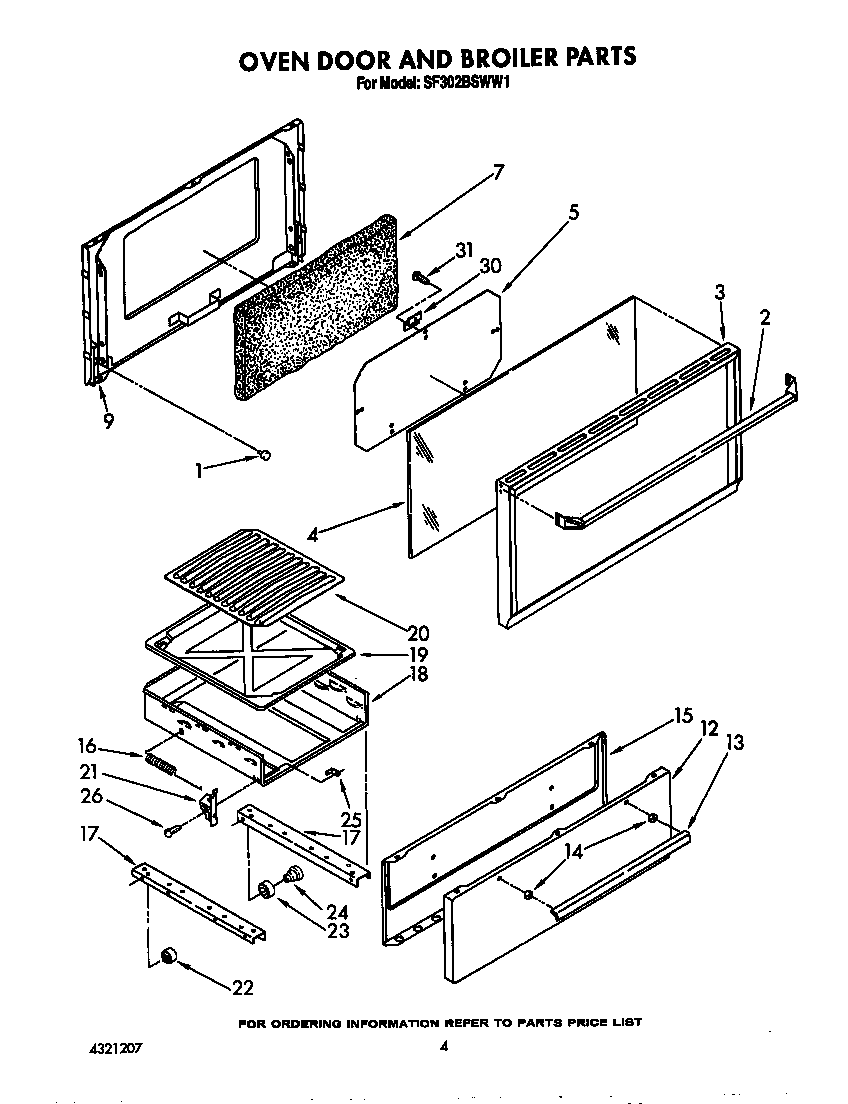 Oven door and broiler