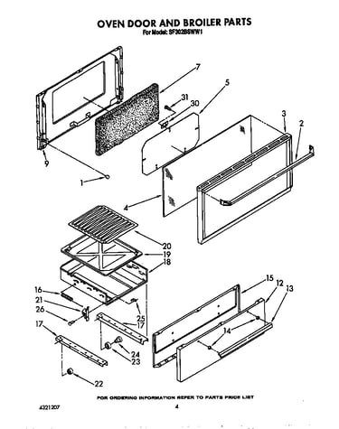 Oven door and broiler