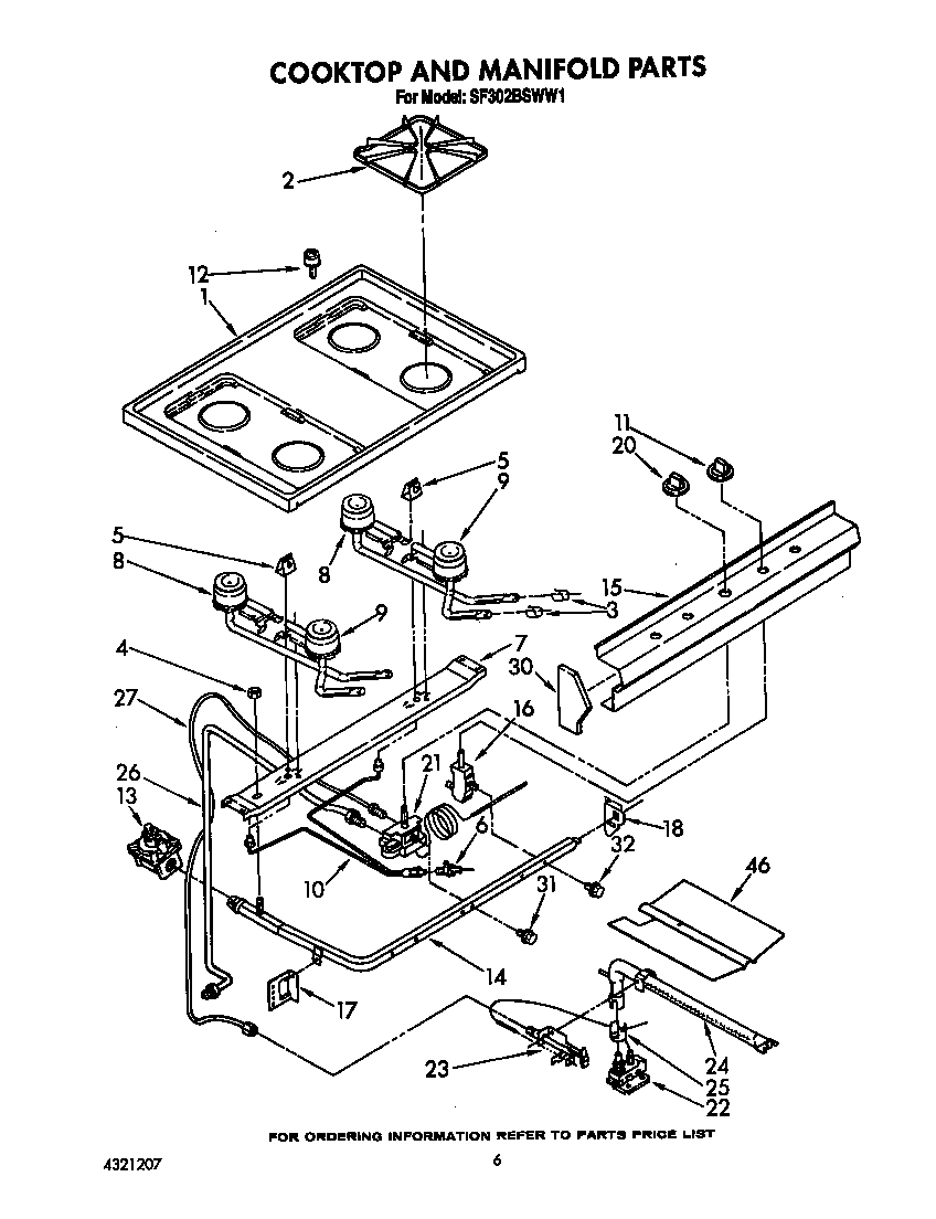 Cooktop and manifold