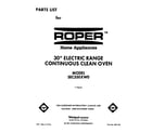 Roper SEC350XW0 front cover diagram