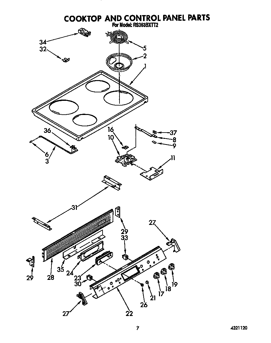 Cooktop and control panel