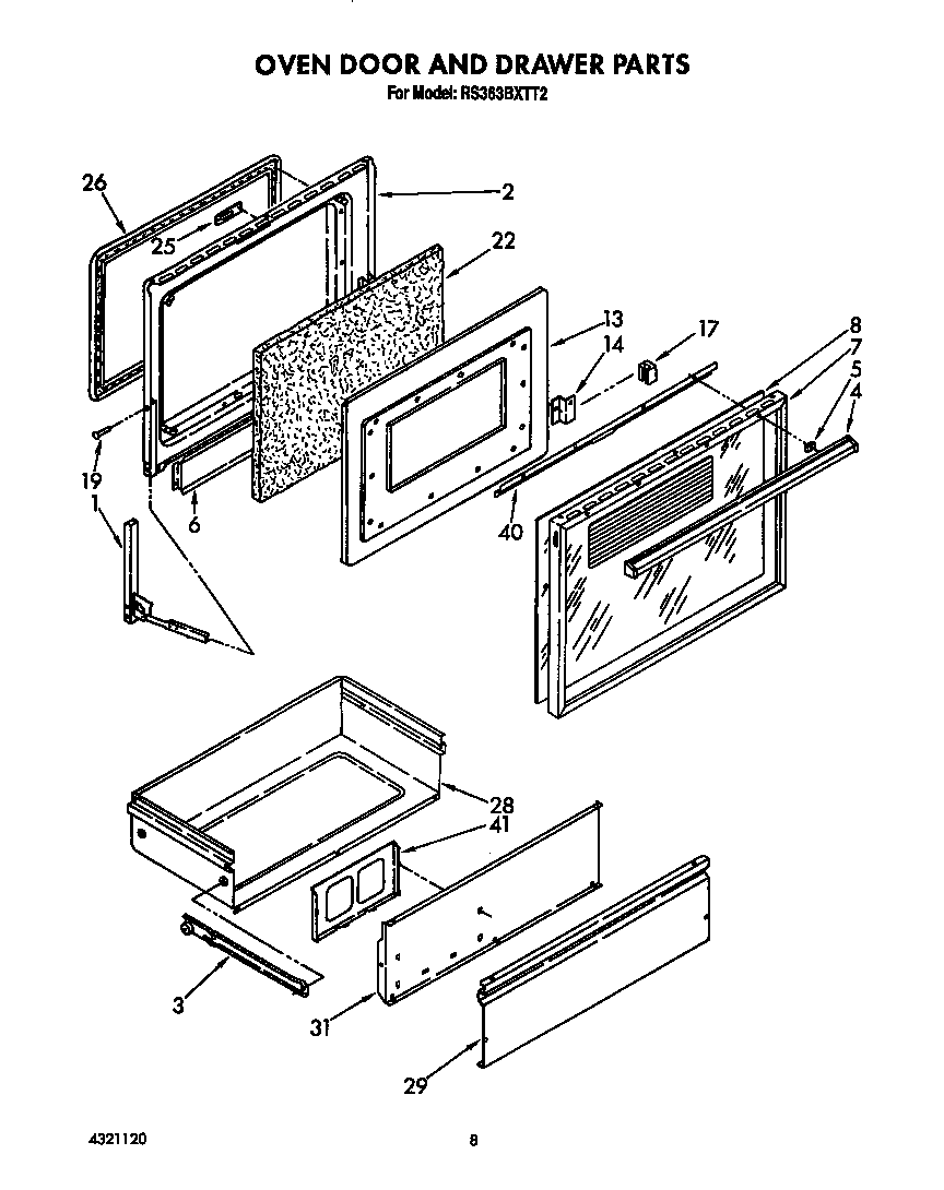 Oven door and drawer