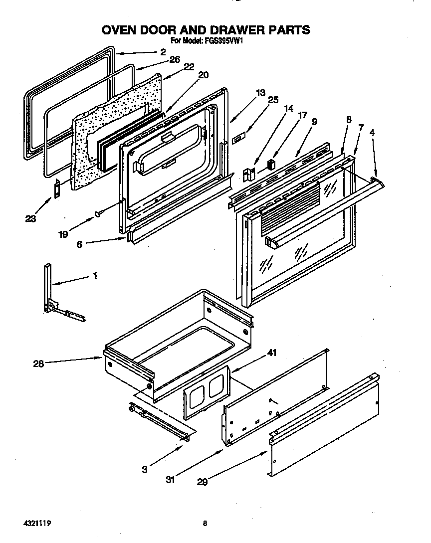 Oven door and drawer