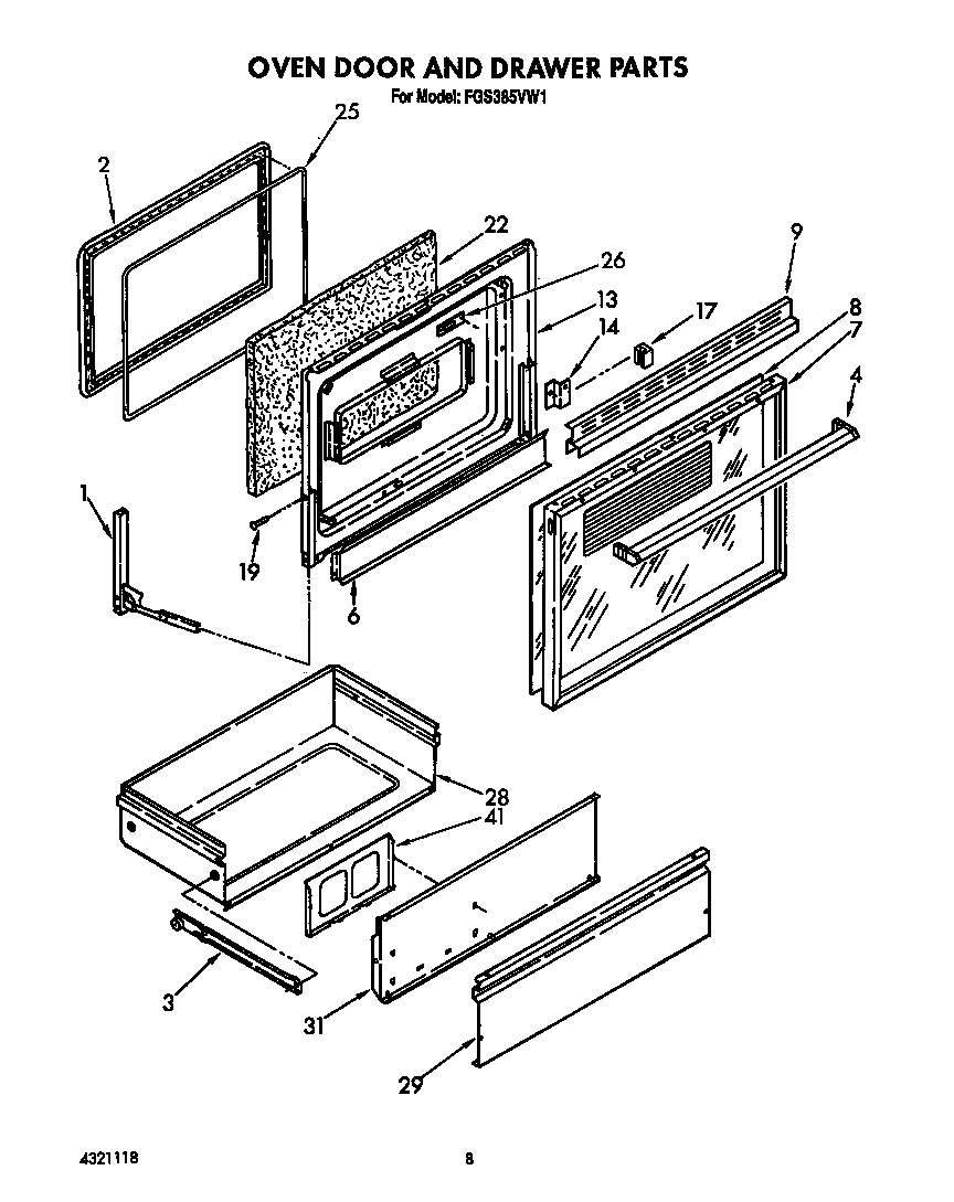 OVEN DOOR AND DRAWER
