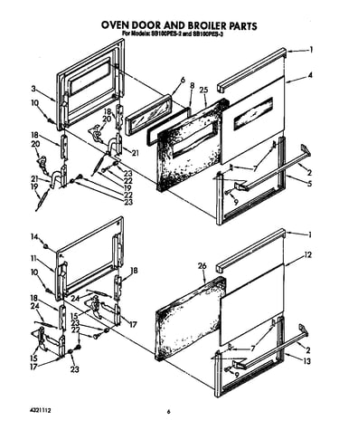 Oven door and broiler