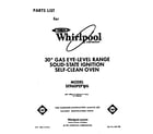 Whirlpool SE960PEPW6 front cover diagram