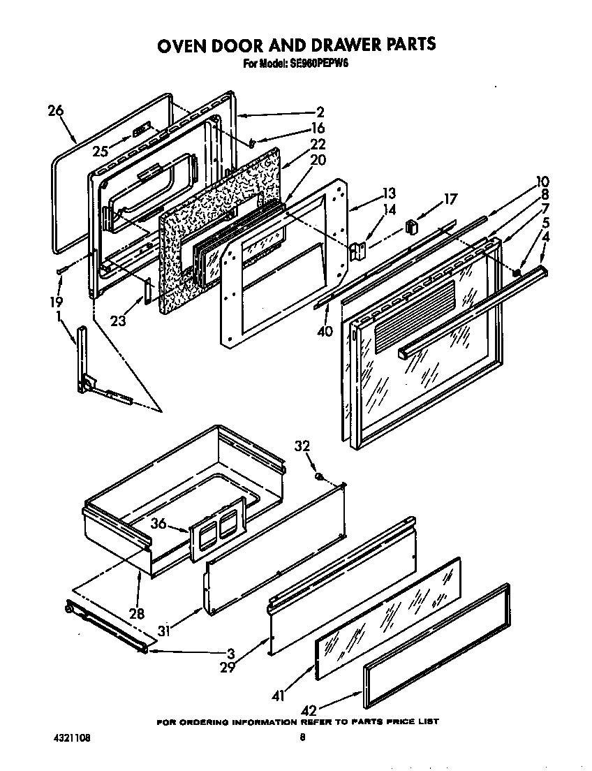 Oven door and drawer