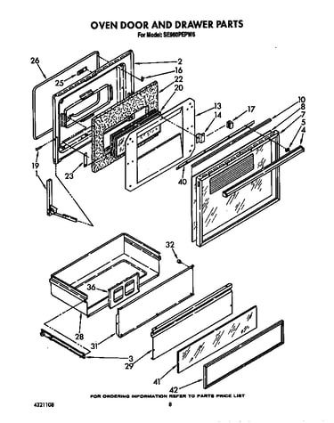 Oven door and drawer