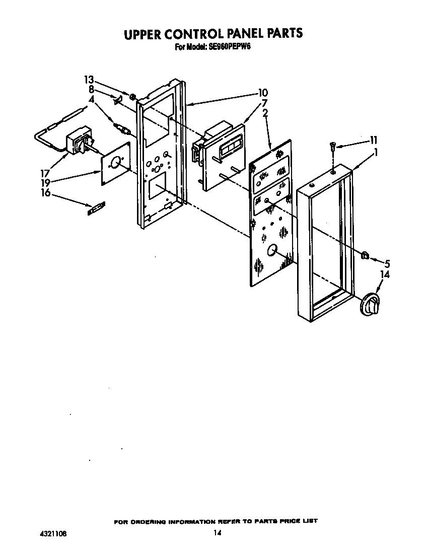 Upper control panel