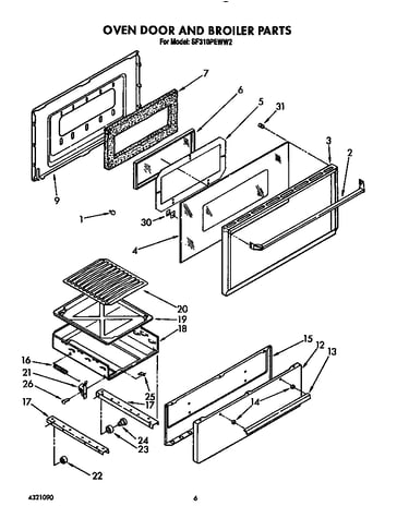 Oven door and broiler