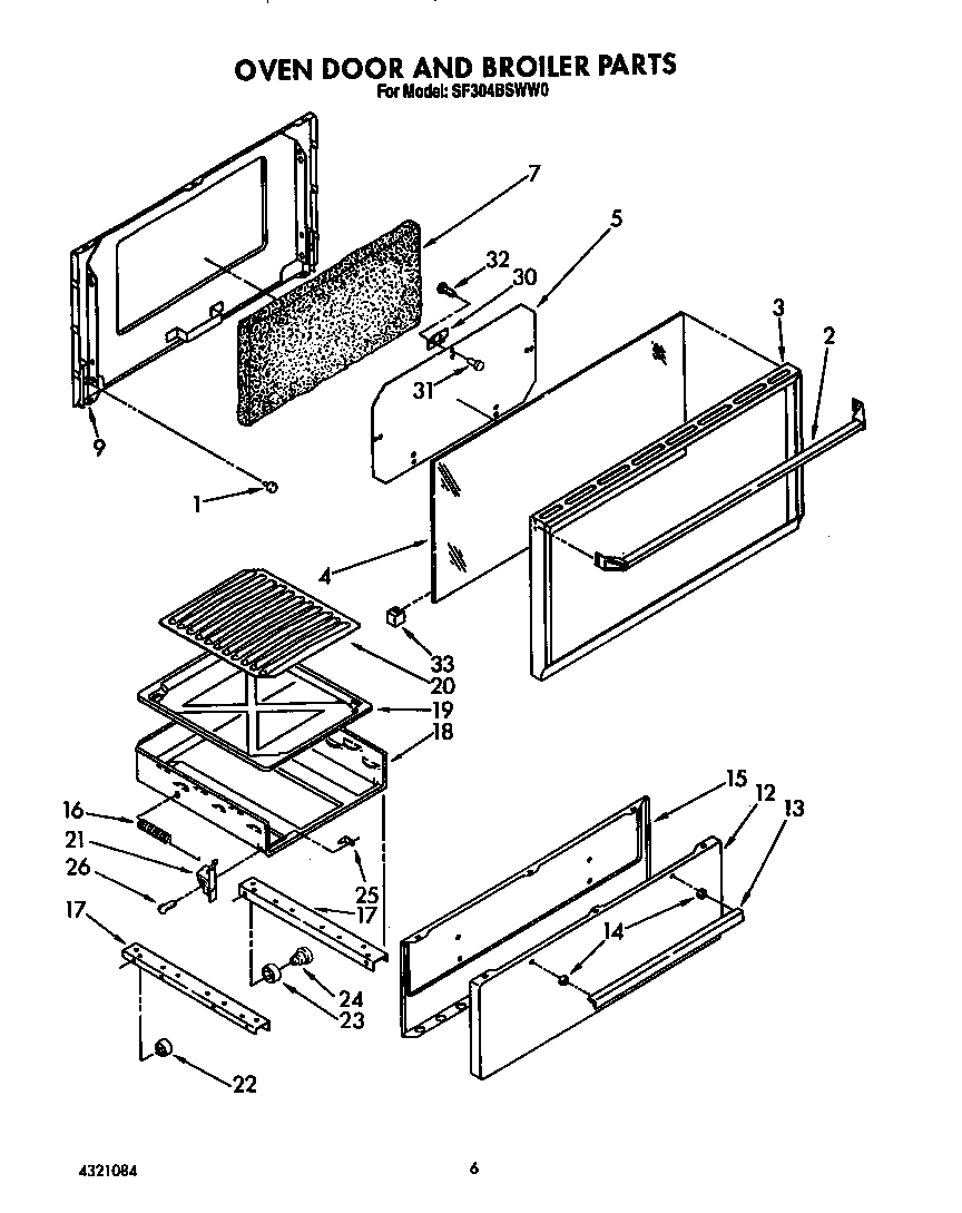 Oven door and broiler