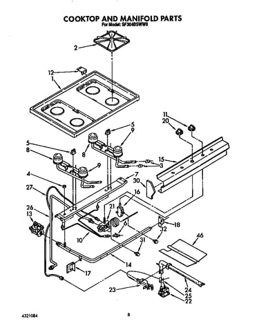 Cooktop and manifold