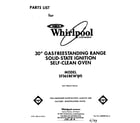 Whirlpool SF365BEWW0 front cover diagram