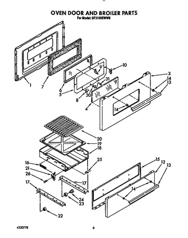 Oven door and broiler