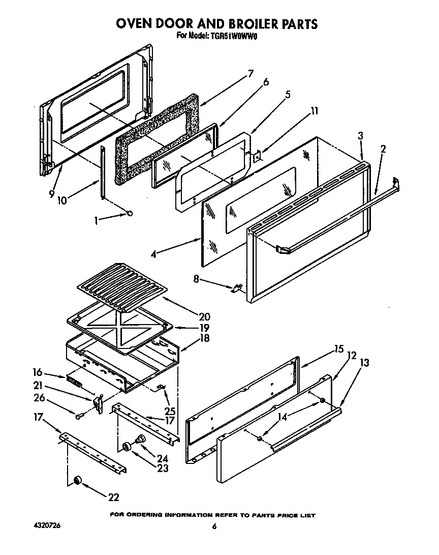 Oven door and broiler